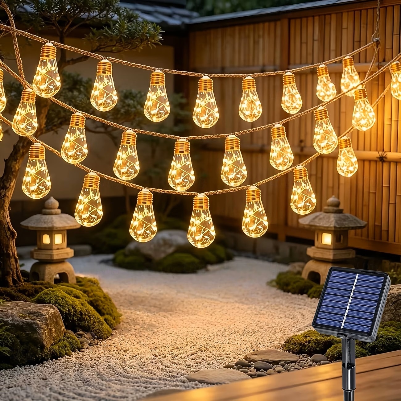 Guirnalda de luces solares de 11,6 m con 25 luces LED para camping, playa, bodas, patios, jardines, caminos, fiestas al aire libre y decoración de paisajes. 2026 - $52.99 –P2