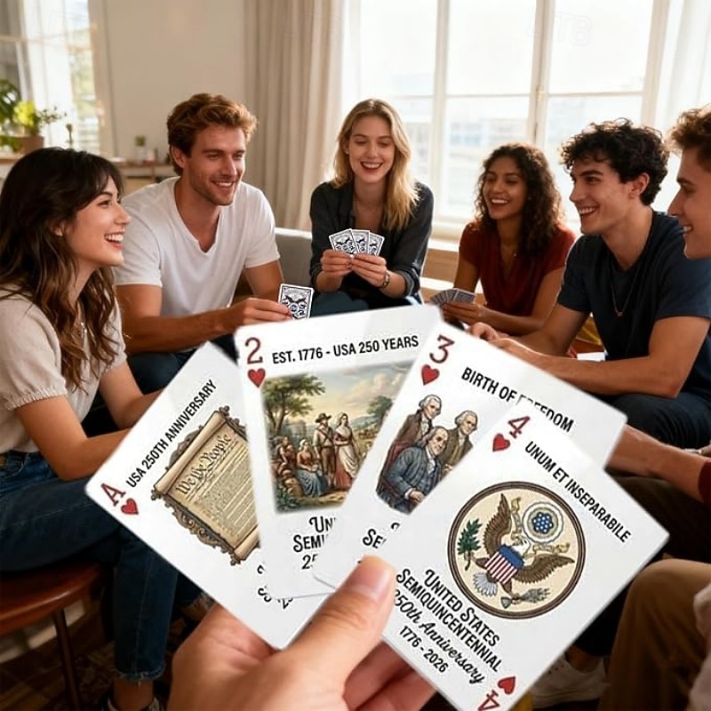 Gedenkspielkarten zum 250. Jahrestag der USA, Sammleredition zum 50-jährigen Jubiläum (1776–2026), patriotisches historisches Kartenspiel der Vereinigten Staaten – ein Geschenk für 2026 - $14.99 –P3
