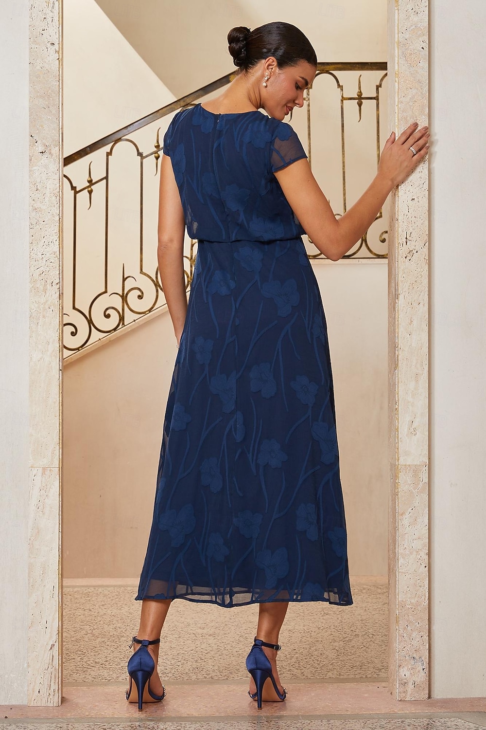 Per donna Linea ad A Abito da Cocktail Abito da invitata a nozze Lunghezza alla caviglia Girocollo Manica a Cappuccio Manica illusione Vita a camicetta Elegante Casual Quotidiano Semi-Formale con del 2026 a $89.99 –P4