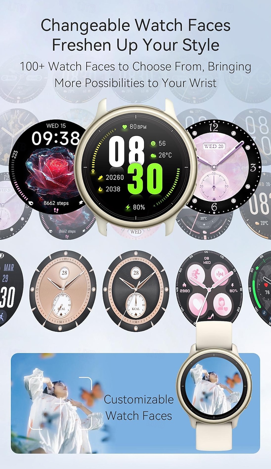 DR09 Smart Watch for Men Women (Answer/Make Call), 1.27" HD Round Display Fitness Tracker with Heart Rate Sleep Monitor SpO2, 24/7 Health Activity Tracker, IP68 Waterproof for Android iOS 2026 - $66.99 –P12