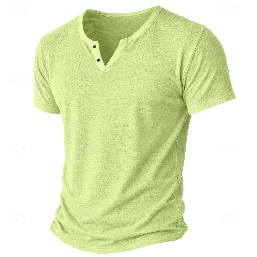 Hombre Camiseta Camiseta de punto Camiseta superior Manga Corta Escote en Pico Verano Color sólido Moda Ligeras Básico Puro Casual Vacaciones Calle Azul Piscina Negro Verde Claro Camiseta superior 2026 - $17.99 –P4