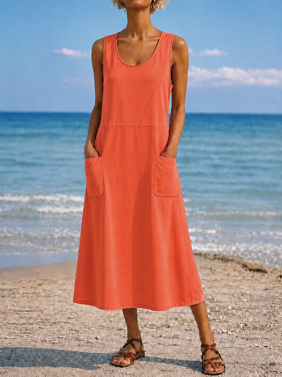 Per donna Abito maxi Abito a Tubino Vestito Estivo Casual Quotidiano Vestibilità comoda Semplice Senza Maniche Girocollo Blu Nero Bianco Verde chiaro Estate Primavera Autunno del 2026 a $21.99 –P8