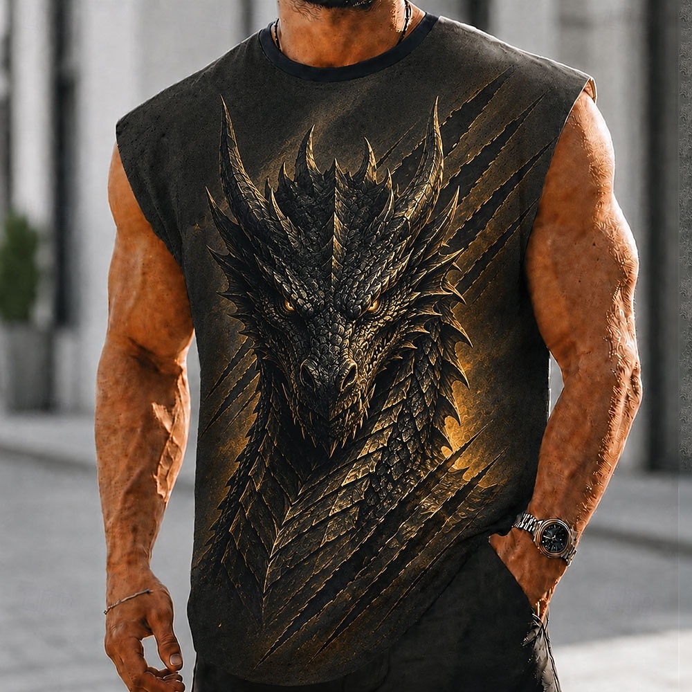 Homens Dragão Camiseta Interior Sem Manga Camiseta Impressão 3D Gola Redonda Camisa Escuro Diário Feriado Amarelo Vermelho Roxo Primavera Verão Roupa S M L XL 2XL 3XL de 2026 por $17.99 –P4