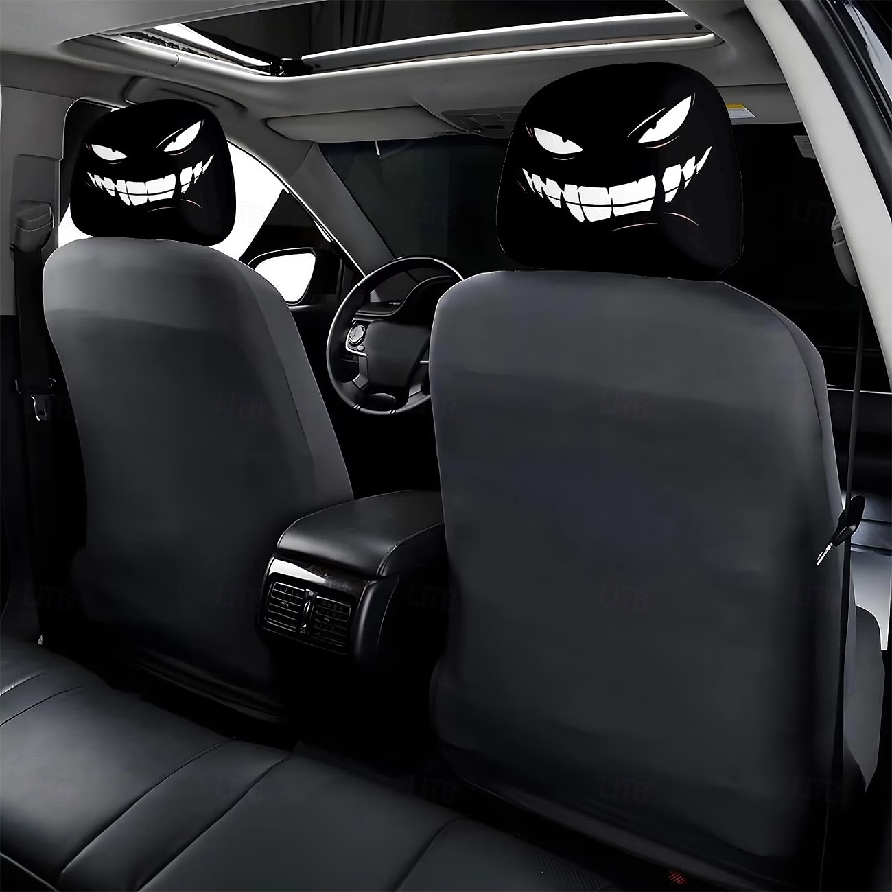 2/4 st nackstödsskydd med skräckmotiv, läskiga ansikten och nackstödsskydd för SUV, sedan och lastbil, roliga halloween-bilinredningstillbehör, mjuk och bekväm ostoppad design 2026 - $14.99 –P2