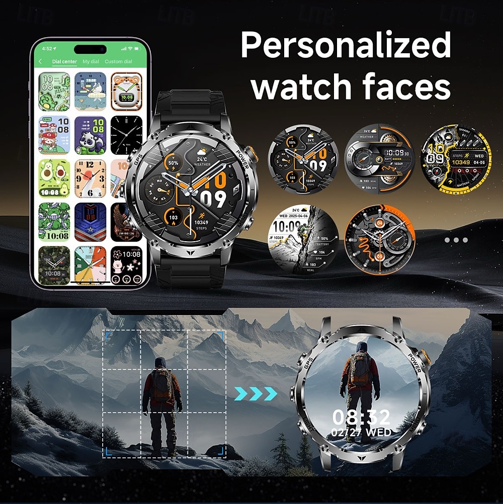 AK102 Smartklokke 1.7 tommers Bluetooth-anrops-smartklokke Skritteller Samtalepåminnelse Fitnessporing Kompatibel med Android iOS Herre GPS Lang ventetid Håndfri bruk IP68 50mm urkasse 2026 - $84.99 –P19