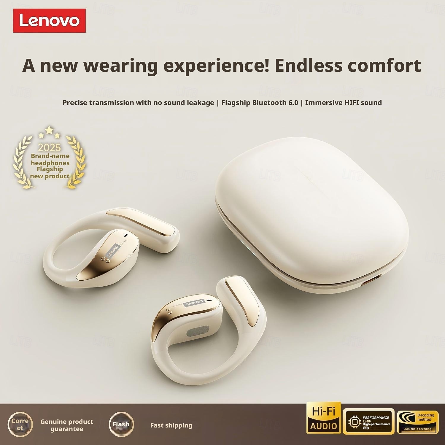 Lenovo LE505 Open Ear Wireless Headphones, Bluetooth 6.0 Air Conduction Earbuds, 360 ACS Panoramic Sound & Dolby Atmos, ENC Noise Canceling Mic, Waterproof Sport Earphones for Android iOS 2026 - $38.99 –P7