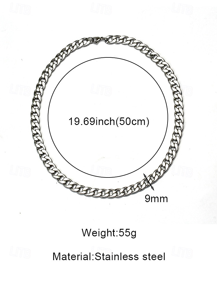 Men's Stainless Steel Hip Hop Cuban Link Necklace, Polished Chunky Chain Jewelry for Casual Streetwear, Summer Fashion, Everyday Wear, Gift for Trendy Style Lovers 2026 - $9.99 –P7