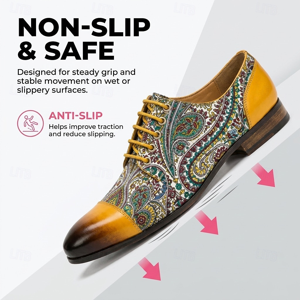Elegant Paisley Oxford Dress Shoes – Genuine Leather Luxury Formal Footwear for Business Events, Weddings & Evening Parties 2026 - $109.99 –P5