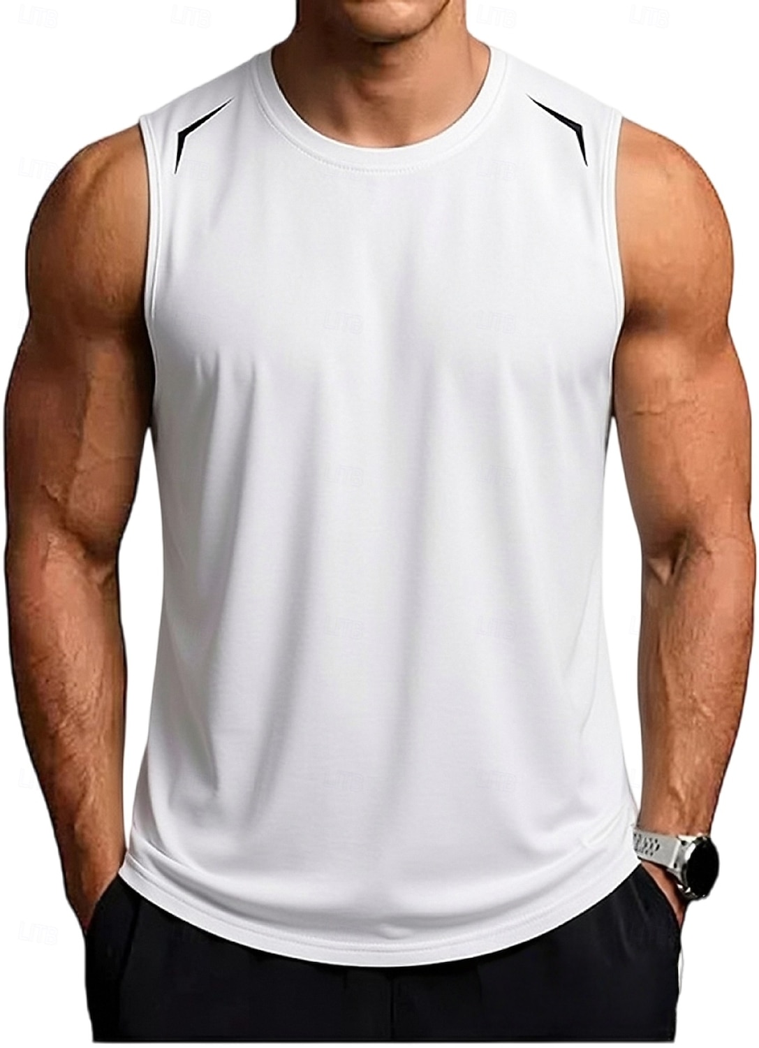 Men's Racer Back Tank Top Sleeveless Crew Neck Summer Solid Color Sports Soak Off Reflective Strip Minimalist Casual Silver Light Khaki Black Top Tee for Men 2026 - $19.99 –P8