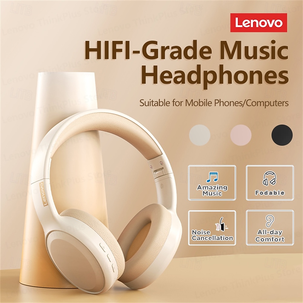 Lenovo Noise Cancelling Headphones Over Ear, Hi-Fi Stereo Wireless Bluetooth Headset, Foldable & Comfortable Design with Built-in Mic for Travel, Home Office, PC, Smartphone 2026 - $28.99 –P1