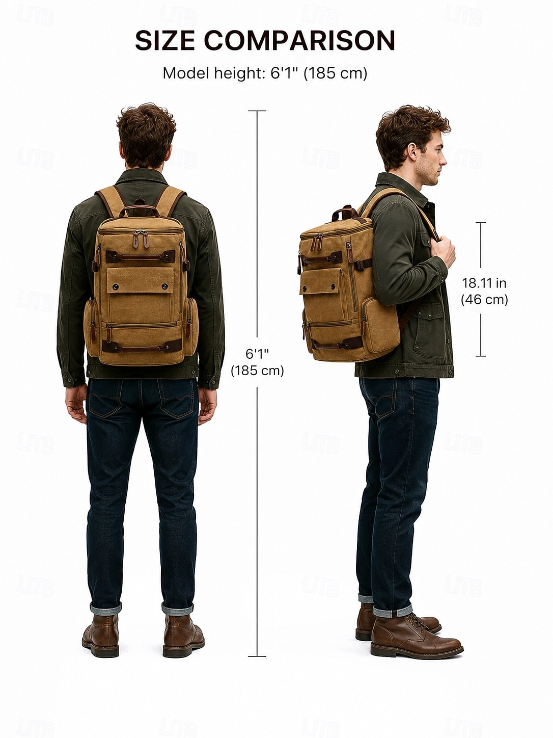 Männens Vintage Canvas Laptopryggsäck Stor Kapacitet Multi Pocket Reseryggsäck för Arbete Högskola Vandringshelger 2026 - $54.99 –P2