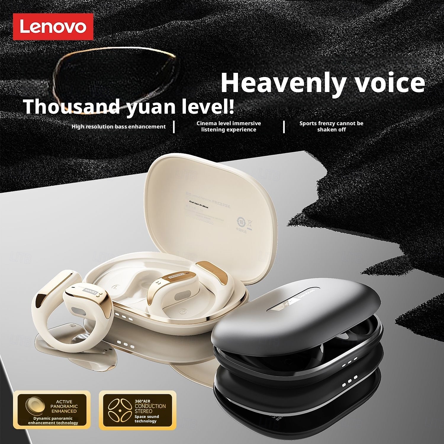 Lenovo LE505 Open Ear Wireless Headphones, Bluetooth 6.0 Air Conduction Earbuds, 360 ACS Panoramic Sound & Dolby Atmos, ENC Noise Canceling Mic, Waterproof Sport Earphones for Android iOS 2026 - $38.99 –P5