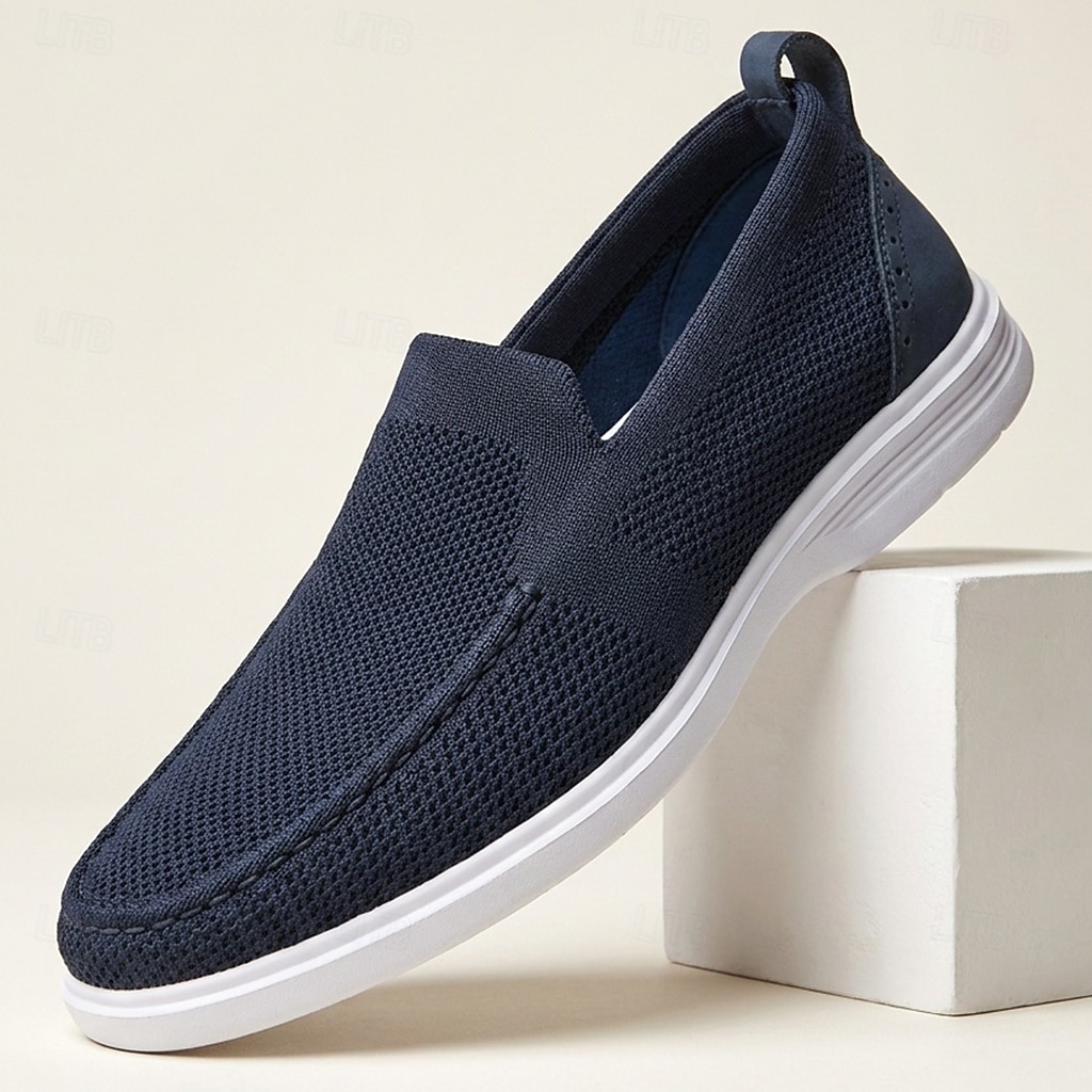 Mocassini da uomo blu navy in maglia, scarpe casual traspiranti per camminare, scarpe comode e leggere per viaggiare, guidare e per l'uso quotidiano. del 2026 a $32.99 –P1
