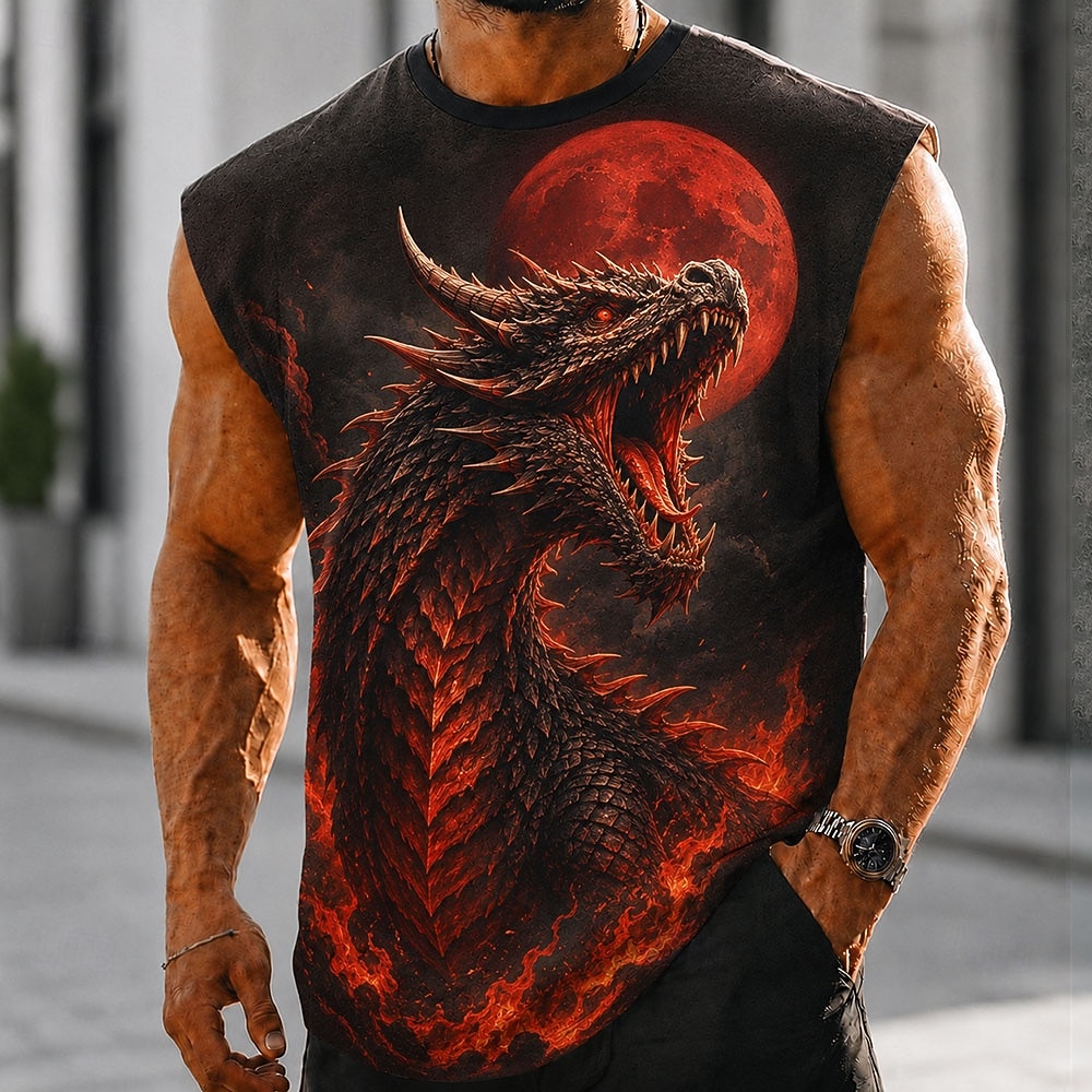 Homens Dragão Camiseta Interior Sem Manga Camiseta Impressão 3D Gola Redonda Camisa Escuro Diário Feriado Amarelo Vermelho Roxo Primavera Verão Roupa S M L XL 2XL 3XL de 2026 por $17.99 –P1