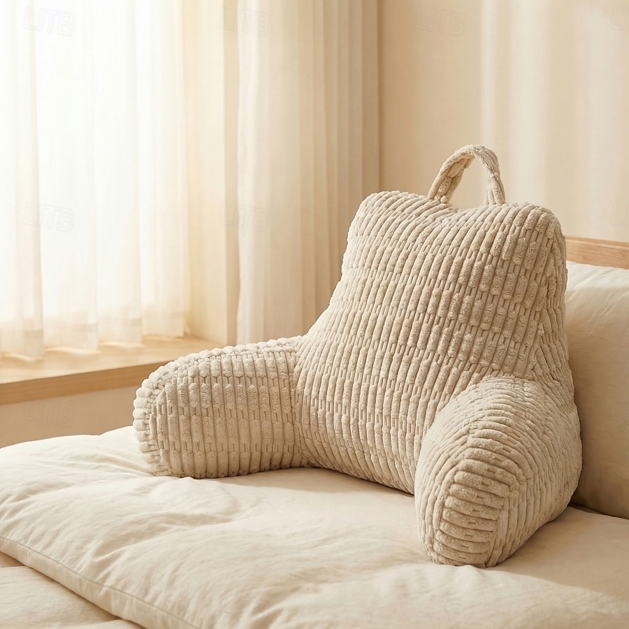 Pernă ergonomică de citit cu cotieră, pernă mare cu suport lombar din fleece pentru spătarul patului, pentru canapea extensibilă, citit la birou &vizionarea televizorului 2026 - $91.99 –P2
