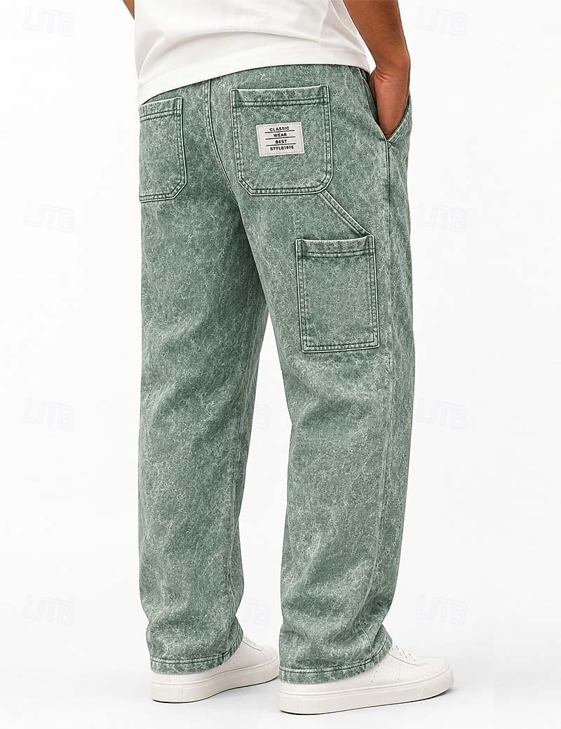 Bărbați Pantaloni Pantaloni de lucru Pantaloni casual Pantaloni din denim Pantaloni de spălat cu acid Buzunar Talie elastică Picior drept Simplu Confort Lungime totală Casual Zilnic În aer liber Mod 2026 - $39.99 –P5