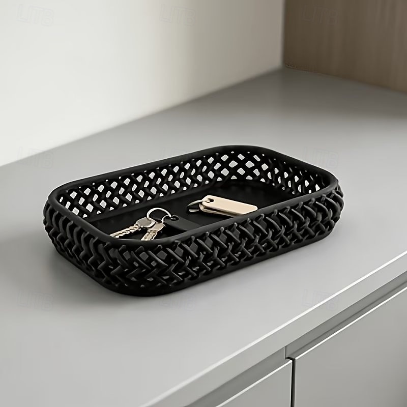 Leichtes, luxuriöses, gewebtes Ablagefach mit Hohlkammerstruktur für den Schreibtisch – Aufbewahrungsbox für Schmuck und Make-up-Pinsel auf dem Schminktisch – Ablage für Eingangsschlüssel und diverse 2026 - $15.49 –P4