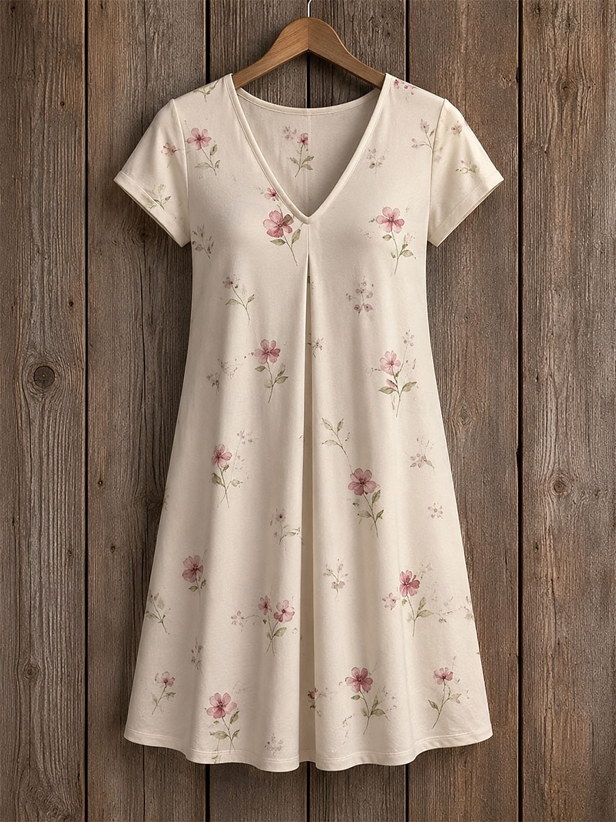 Easter Women's Knee Length Dress Shift Dress T Shirt Dress Tee Dress Summer Dress Elegant Bohemia Vacation Beach Party Holiday Regular Fit Floral Star Tropical Short Sleeve V Neck Blue White Red 2026 - $24.99 –P2