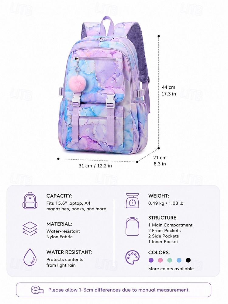 Waterproof School Backpack for Girls Large Multi-Pocket Laptop Bookbag Cute Tie Dye College Travel Daypack in Multi Colors 2026 - €24.99 –P11