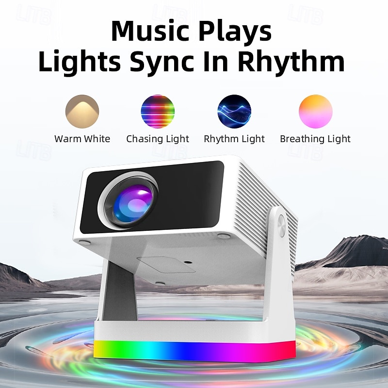 Smart Projector with Auto Focus & Auto Keystone, 720P Native Portable Movie Projector with RGB Ambient Light, Bluetooth Speaker, WiFi Screen Casting, 180° Rotatable Home Theater Projector 2026 - $127.99 –P4
