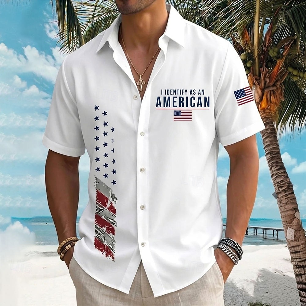 Camicia a maniche corte con bottoni della bandiera americana patriottica 1776 2026 per il 250° anniversario degli uomini del 2026 a $25.99 –P2