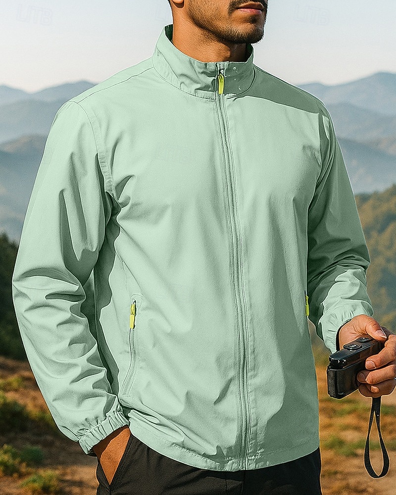 Herre Vindtett jakke Softshell jakke Turjakke Utendørs Vanntett Vindtett Turantrekk Turklær Vår Høst Topper Camping / fotturer / grotting Løp Svart Hvit Gul 2026 - $31.99 –P3