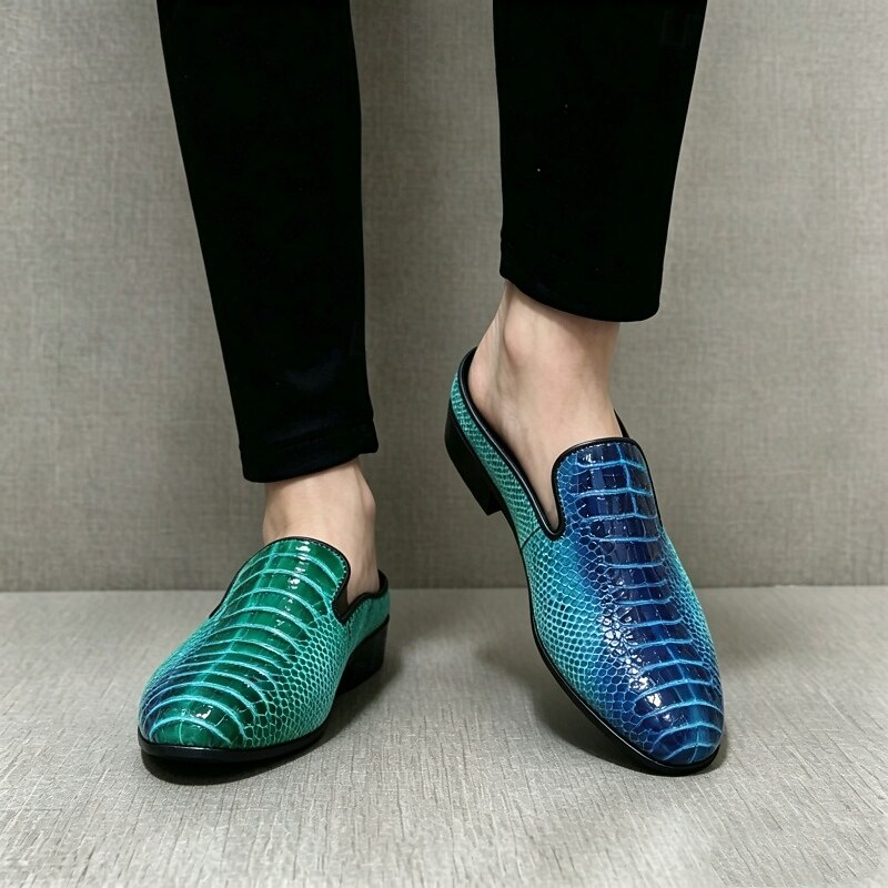 Men's Blue Green Exotic Loafers – Crocodile-Embossed Slip-On Dress Shoes, Designer Formal Footwear for Weddings, Nightclubs and Luxury Events 2026 - $46.99 –P2