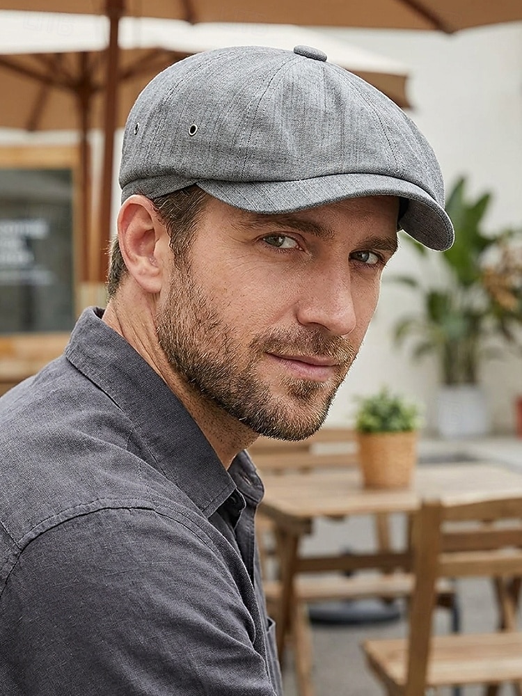 Gorra ligera de verano para hombre, gorra de estilo newsboy de poliéster y algodón transpirable con ajuste elástico, gorra plana clásica para conducir, ideal para golf, viajes y actividades al aire 2026 - $14.99 –P2