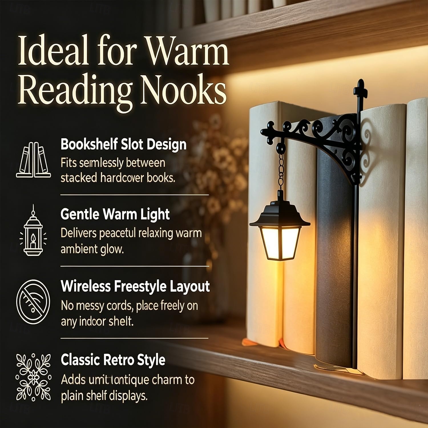 Bibliothekslaterne – dekorative Bücherregalbeleuchtung, wiederaufladbar, mit Fernbedienung, für Bücherwürmer, antike LED-Leseecke als Dekoration für Arbeitszimmer und Bibliothek 2026 - $28.99 –P2