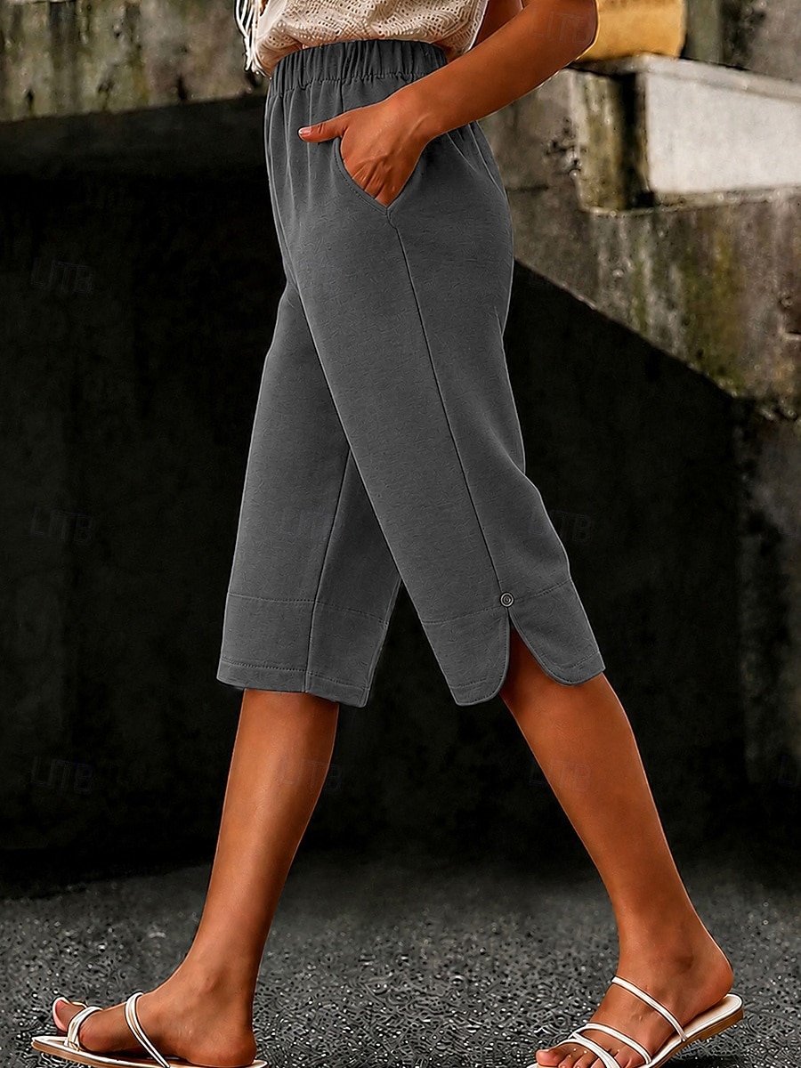 Per donna Jeans Shorts Pantaloncini Burmuda Pantaloni Corti Moda Lunghezza al polpaccio Vita Alta Classico Comodità Elasticizzato Vacanza Formale Blu marino Blu chiaro Grigio Estate Primavera del 2026 a $27.99 –P3