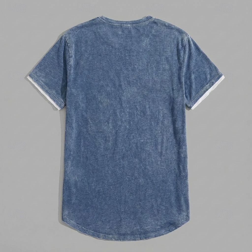 Voor heren T-shirt Overhemd van 100% katoen met zure wassing Korte mouw Strakke ronde hals Zomer Lente Herfst Effen Retro vintage Casual Zak Vintagestijl Verdrietig Casual blauw Grijs Bordeaux Top 2026 - $32.99 –P6