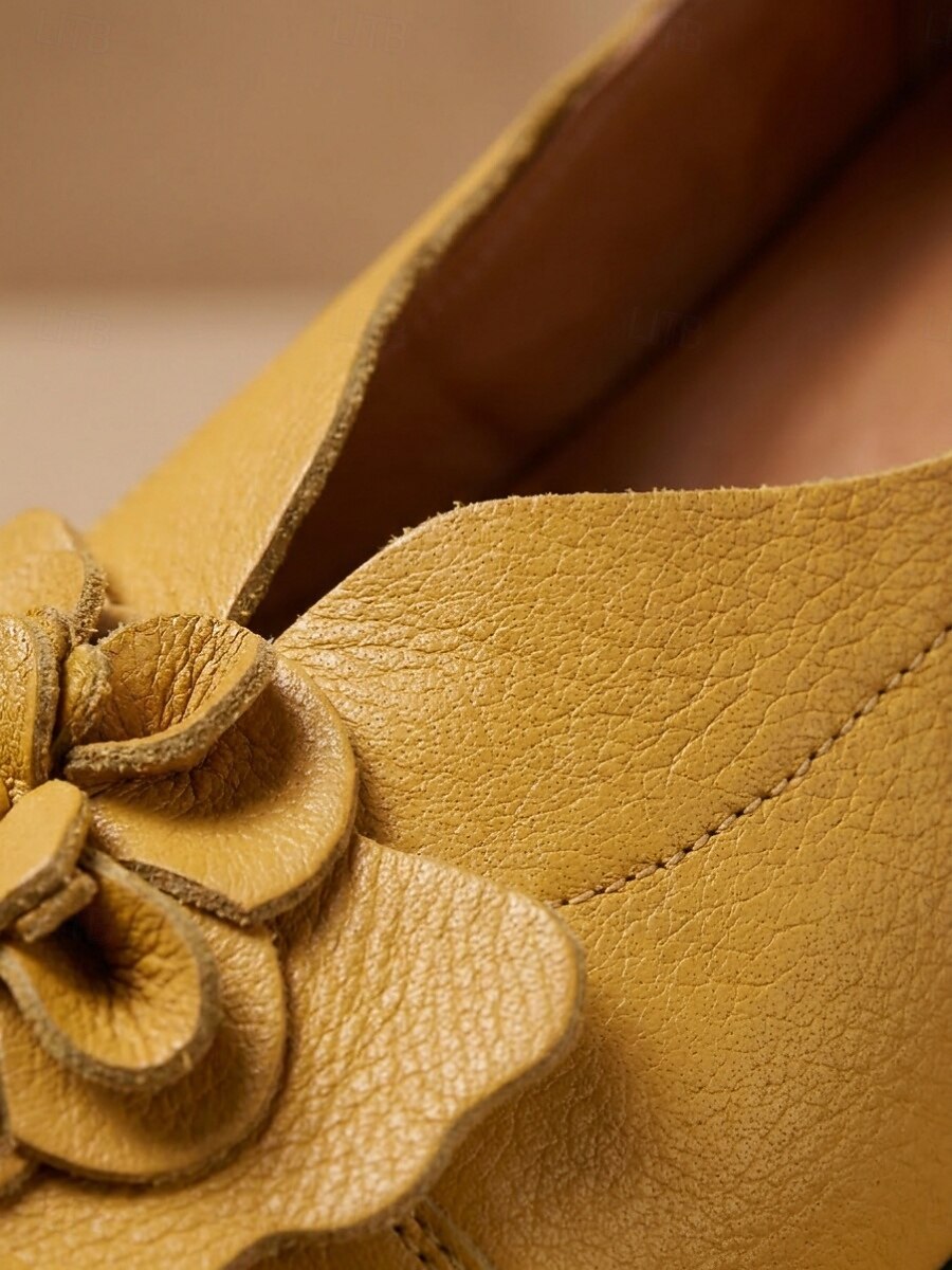 Women's Yellow Floral Ballet Flats – Soft Slip-On Comfort Shoes with 3D Flower Detail and Flexible Non-Slip Sole  for Walking, Travel, Shopping and Everyday Wear 2026 - $26.99 –P5