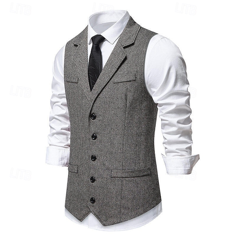 Roaring 20s 1920s Retro Vintage Waistcoat The Great Gatsby Tweed Notched Lapels Fancy Dress Men's Cocktail Party Revival Wedding Party Adults' waistcoat 2026 - $41.99 –P10