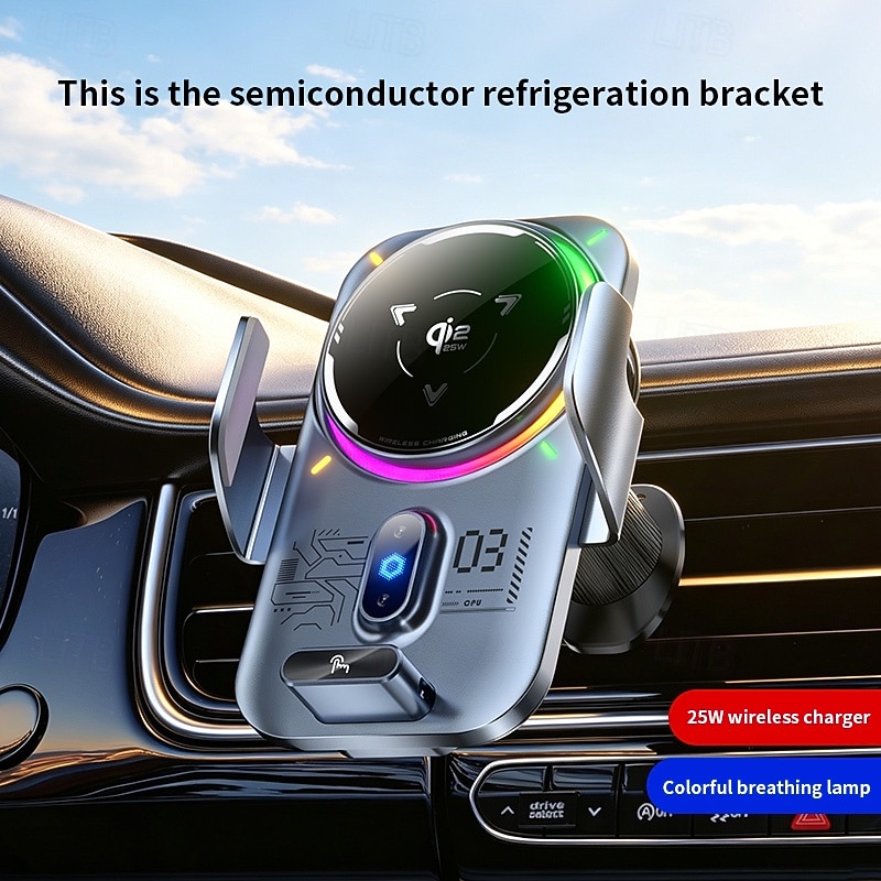 Qi2 25W Wireless Car Charger with Semiconductor Refrigeration, Fast Cooling Magnetic Phone Mount, Auto-Clamping Car Phone Holder with RGB Light, for iPhone 17/16/15/14, Samsung S26, Android 2026 - $47.99 –P10