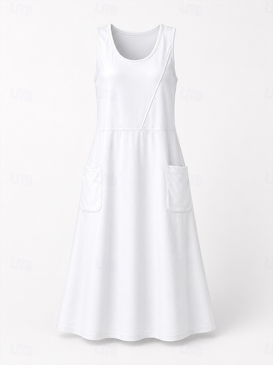 Per donna Abito maxi Abito a Tubino Vestito Estivo Casual Quotidiano Vestibilità comoda Semplice Senza Maniche Girocollo Blu Nero Bianco Verde chiaro Estate Primavera Autunno del 2026 a $21.99 –P13