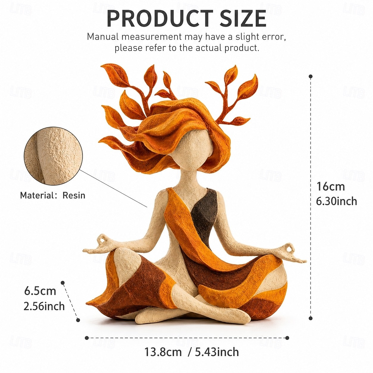 Figura escultórica de armonía interior, estatua de resina de una mujer meditando con cabello de hojas ondulantes, decoración abstracta de una mujer practicando yoga, escultura de arte para la atención 2026 - $19.99 –P2