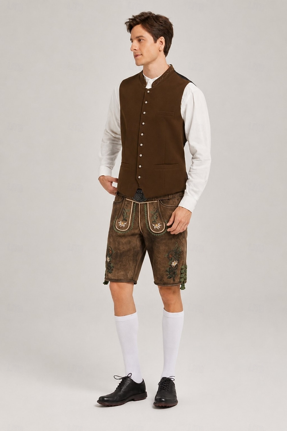 Oktoberfest Trachten-vest Tradisjonell bayersk vest Broderi Høy krage Kinesisk Krave Tysk Alpint Arv Enger Herre Karneval Ølfestivalen Tradisjonell stil klut 2026 - $72.99 –P8