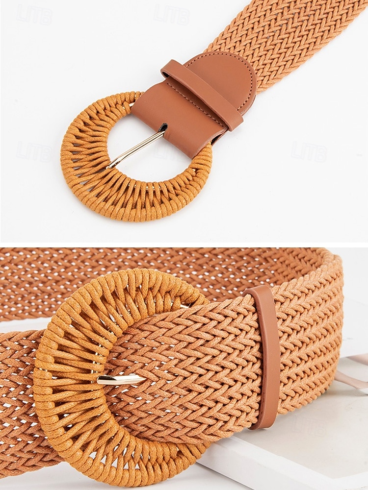 Damen-Gürtel im Boho-Stil aus geflochtenem, gewachstem Seil, breiter, gewebter Taillengürtel mit runder Schnalle, verschiedene Farben, Sommergürtel für Kleider, Jumpsuits und Strandmode &Alltagsstil 2026 - $14.99 –P7