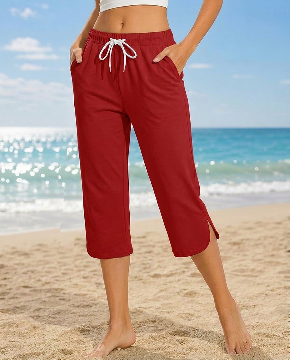 Damen Caprihose Lässig Wadenlang Natürliche Taille Einfach Komfort Hohe Elastizität Urlaub Blau Violett Dunkelblau Pfauenblau Sommer Frühling Normale Passform 2026 - $24.99 –P4