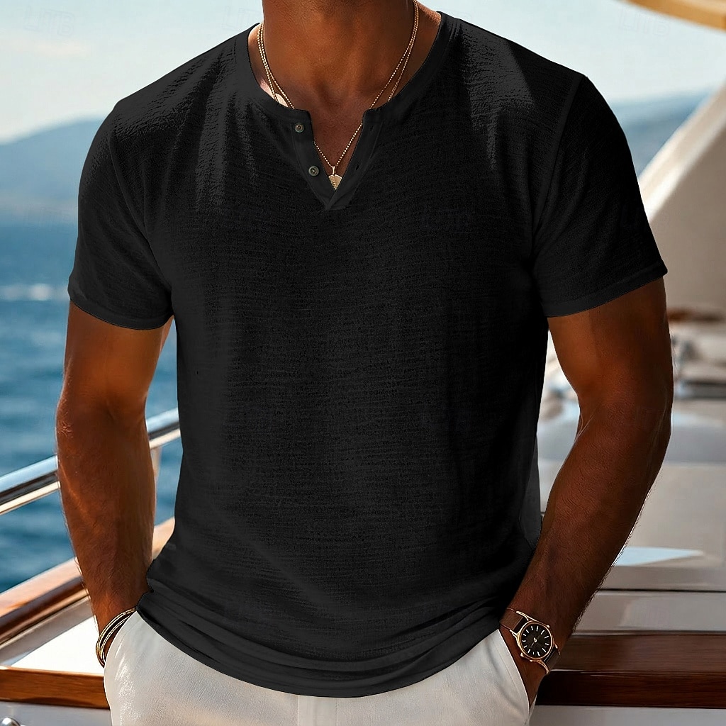 Per uomo Maglietta Maglietta a Maglia Manica Corta Scollo a V Estate Tinta unica Testurizzato Moda Leggero Essenziale Lavorato a maglia Puro Casuale Vacanza Streetwear Blu Nero Verde chiaro Maglietta del 2026 a $16.49 –P16