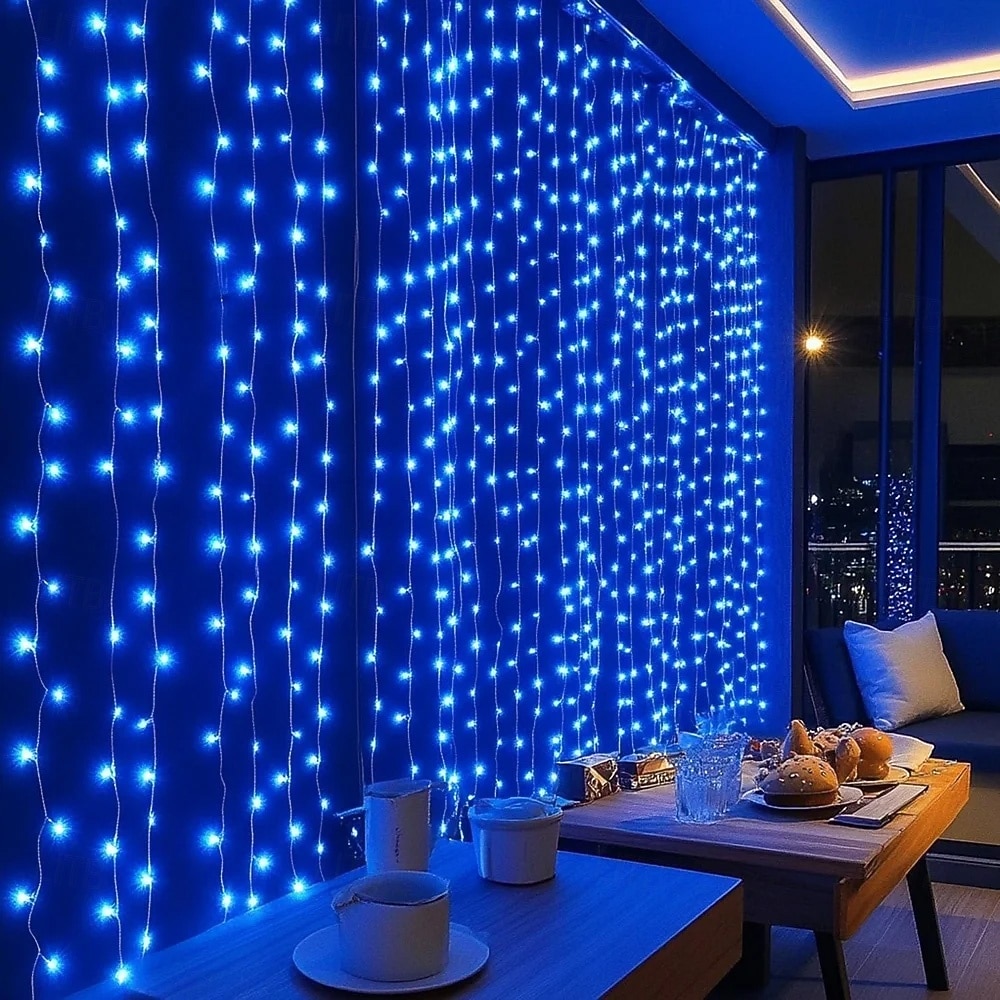 3M Lichterketten 320 LEDs 1 Stück Warmweiß Weiß Blau Kreative Lichterketten Festtagslichter Fenster- / Vorhang- / Eiszapfenlichter Halloween Innenbereich Wasserdicht 110-240 V 2026 - $58.99 –P5