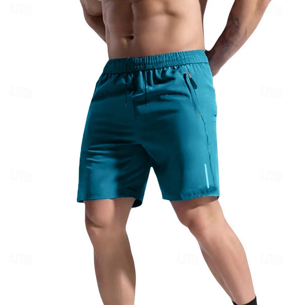 Men's Athletic Shorts Shorts Summer Shorts Beach Shorts Casual Shorts Pocket Elastic Waist Plain Quick Dry Breathable Short Casual Outdoor Beach Vacation Fashion Lake blue Black Micro-elastic 2026 - $17.99 –P7