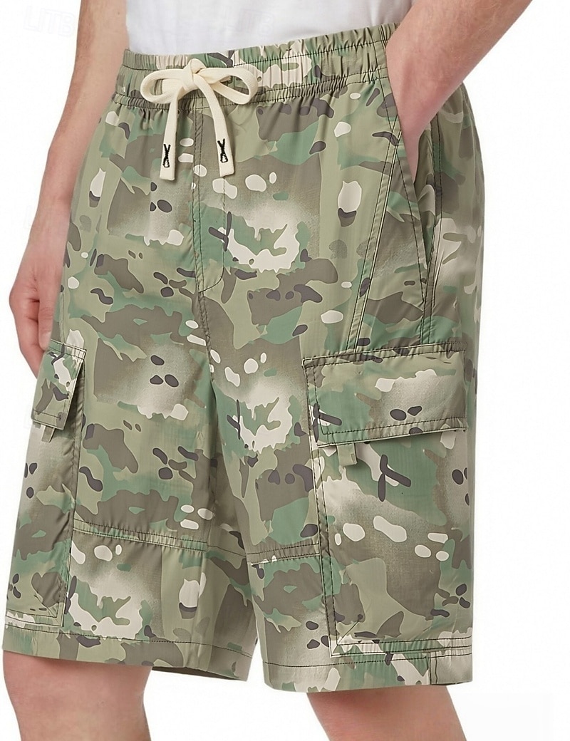 Men's Lightweight Cargo Shorts Comfort Waist Tactical Cargo Shorts Casual Shorts Drawstring Elastic Waist Multi Pocket Camouflage Quick Dry Knee Length Casual Outdoor Streetwear Fashion Streetwear 2026 - $27.99 –P11