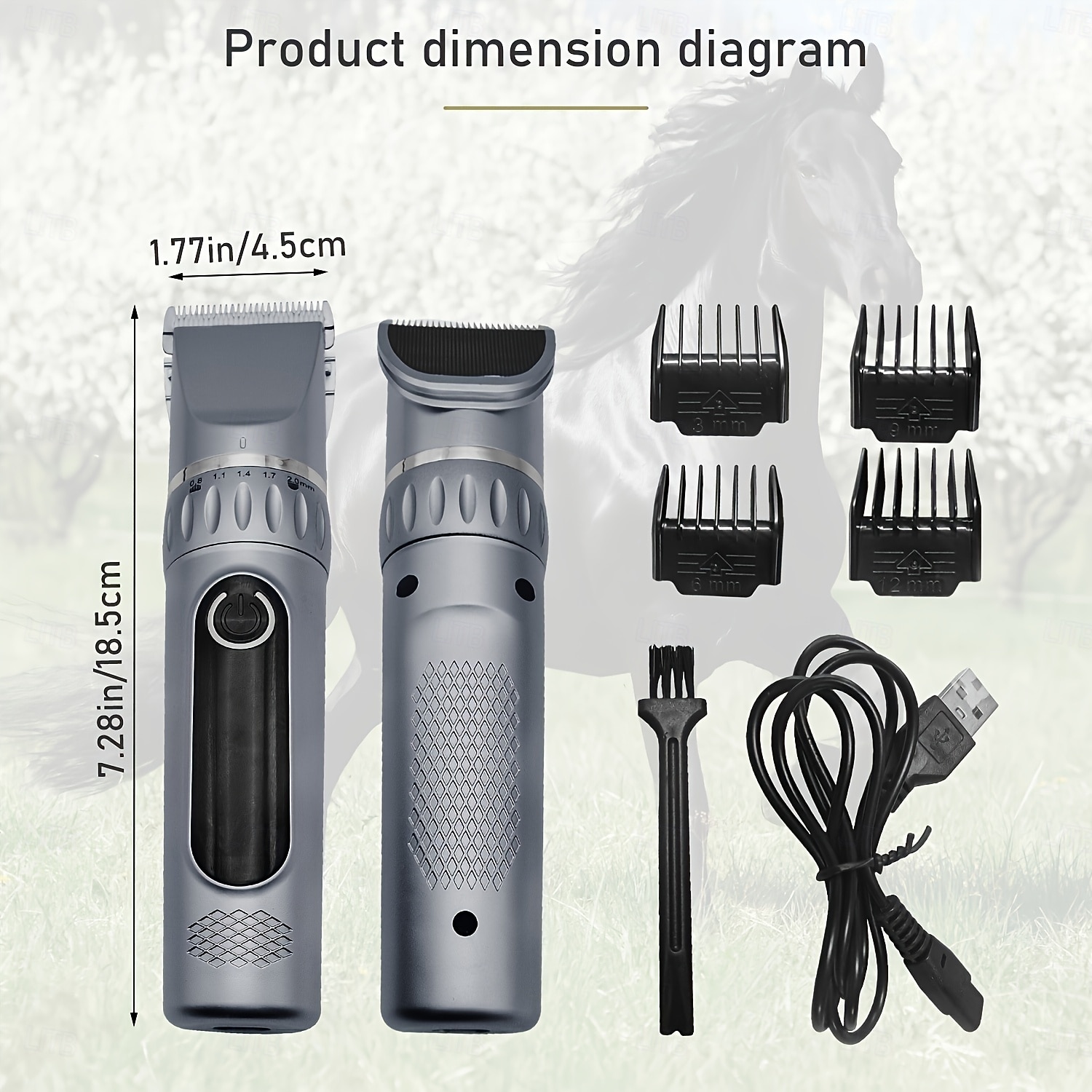 Combination size, adjustable razor size, high power, low noise, lightweight, LCD battery display, rechargeable, suitable for large, medium, and small pets as well as horses, electric grooming clipper 2026 - $50.99 –P7