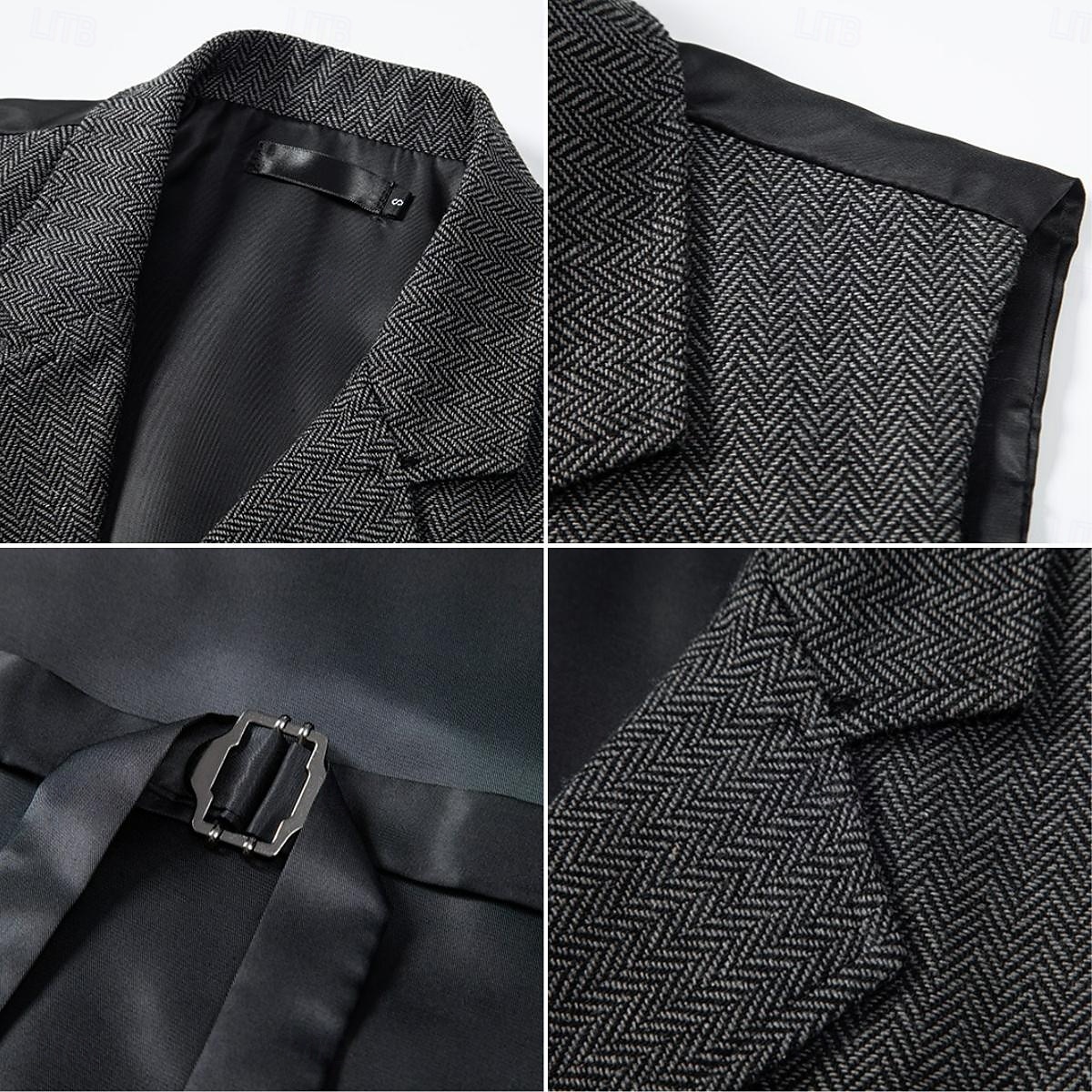 Goldene Zwanziger 1920er Retro Vintage Weste Der große Gatsby Doppelreihiger Verschluss Fischgrät-Tweed Gekerbtes Revers Kostüm Herren Wiederbelebung Hochzeitsfeier Alltagstauglich Erwachsene Weste 2026 - $40.99 –P8