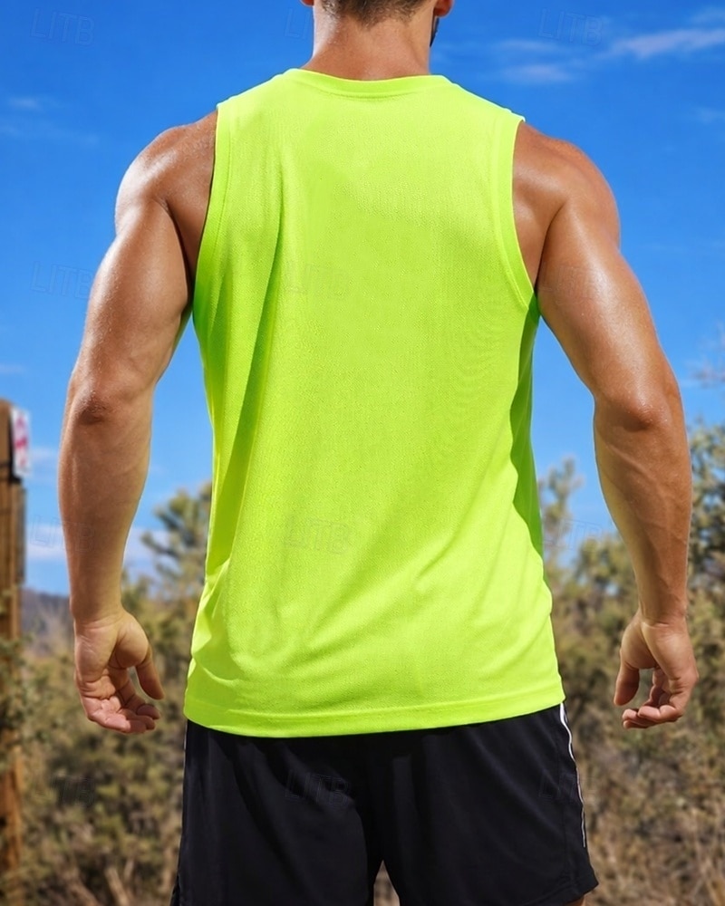Férfi Egyszínű Edzés Tank Top Futófelső Sportos felső Nyár Ujjatlan Gyors szárítás Nedvességelvezető Légáteresztő Edzőterem edzés Gyaloglás Kocogás Stétszürke fluoreszkáló zöld Fekete sportruházat 2026 - $16.49 –P3