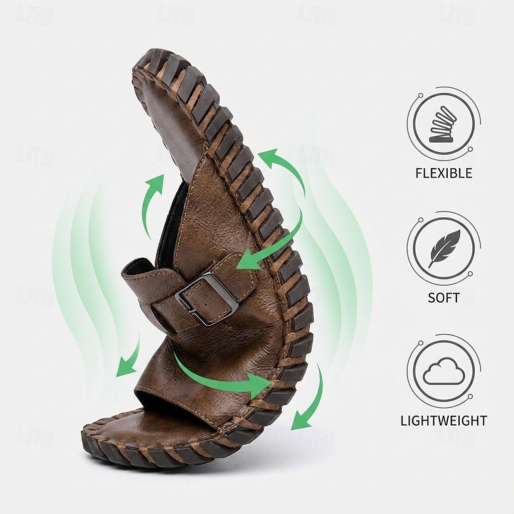 Men's Brown Fisherman Slide Sandals – Breathable Open-Toe Comfort Sandals, Lightweight Summer Footwear for Beach Vacations, Cruises, Travel and Everyday Leisure 2026 - $42.99 –P5