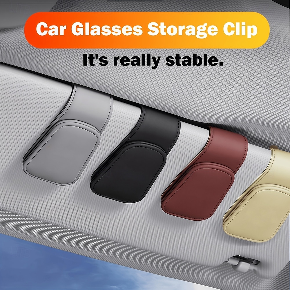 4 Pack Car Sunglasses Holder for Sun Visor, Magnetic Leather Eyeglass Clip Mount, Universal Visor Glasses Hanger & Ticket Card Organizer for Car SUV Truck, Scratch-Free One-Hand Operation 2026 - $13.99 –P6