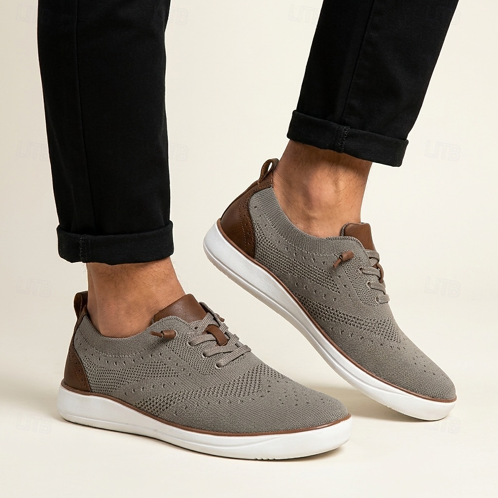 Sneakers Oxford da uomo grigie in maglia, scarpe stringate eleganti e casual, scarpe comode e leggere per ufficio, viaggi e uso quotidiano. del 2026 a $34.99 –P3