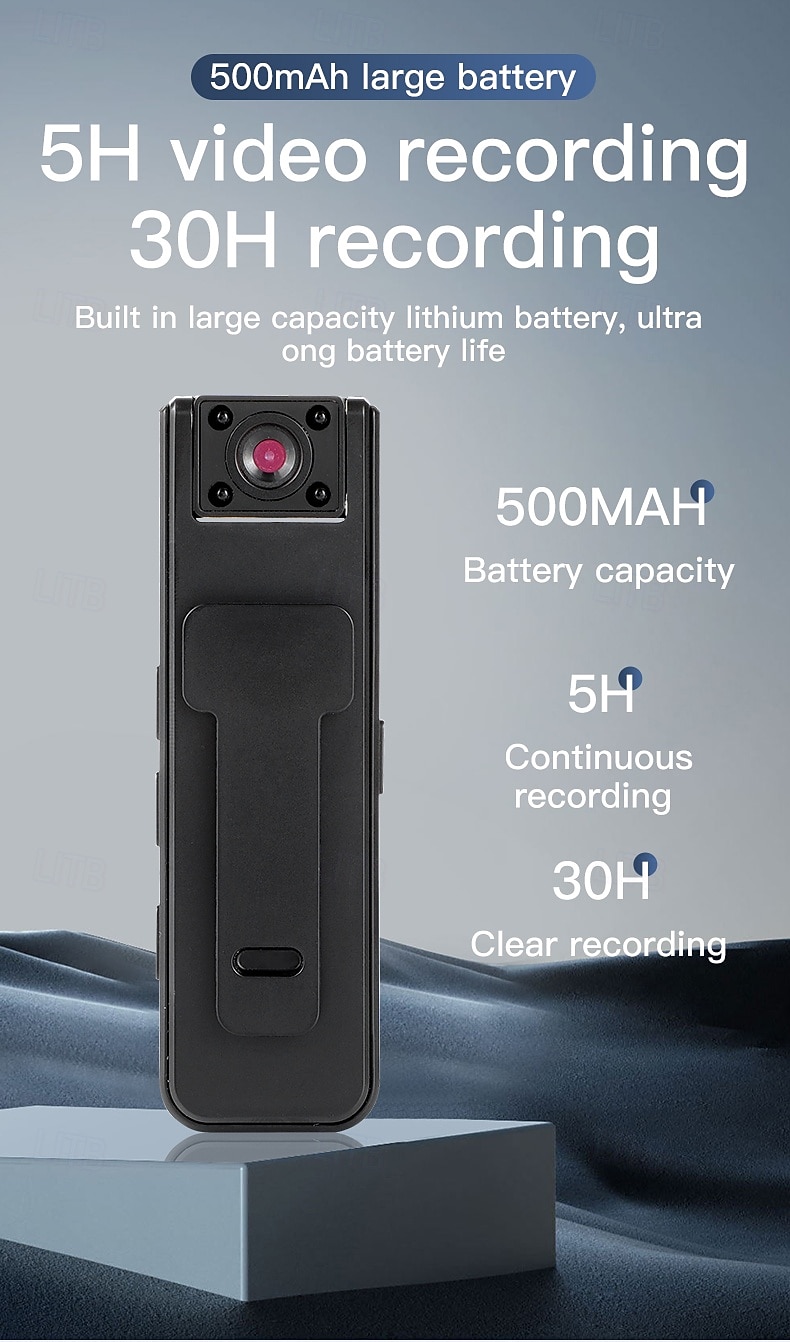 1080p HD-bodycamera met infrarood nachtzicht, mini draagbare clip-on beveiligingscamera voor thuis, kantoor en buiten, draagbare videorecorder met sportstabilisatie en activering met één druk op de 2026 - $28.99 –P8